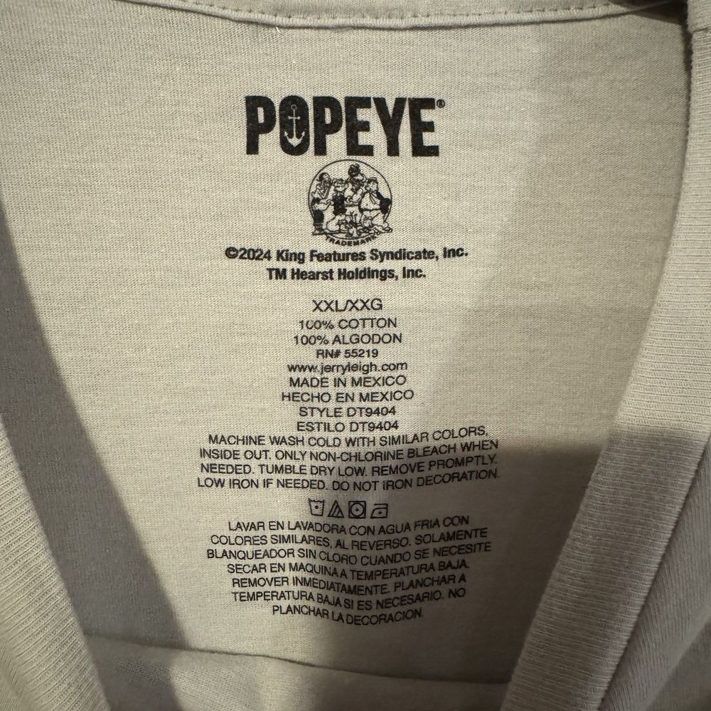 Popeye the Sailor Man DJ Turntable Graphic T-Shirt Gray XXL 2XL Hip Hop Record - Picture 3 of 6